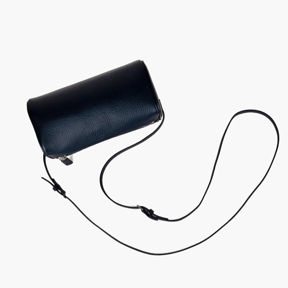 Women Navy-lychee Pattern Crossbody Purse with Adjustable Strap Full-Leather - Picture 4 of 6